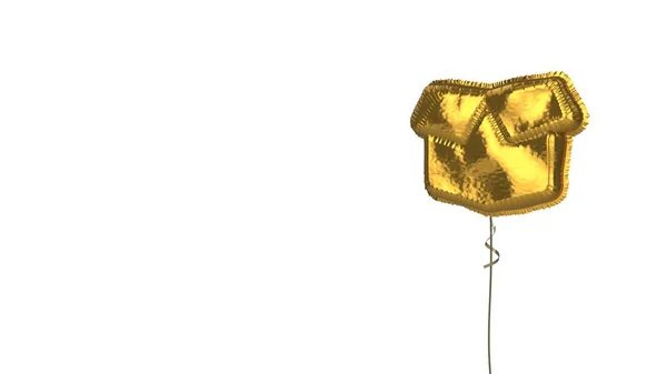 Ballon en or symbole de l'emballage ouvert sur fond blanc — Photo