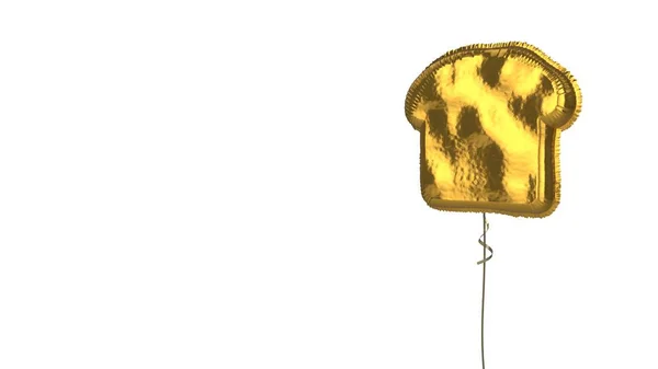 Gold balloon symbol of bread slice on white background — Stock Photo, Image