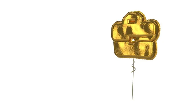 Gold balloon symbol of briefcase on white background — Stock Photo, Image