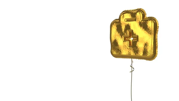 Złoty balon symbol walizki medycznej na białym tle — Zdjęcie stockowe