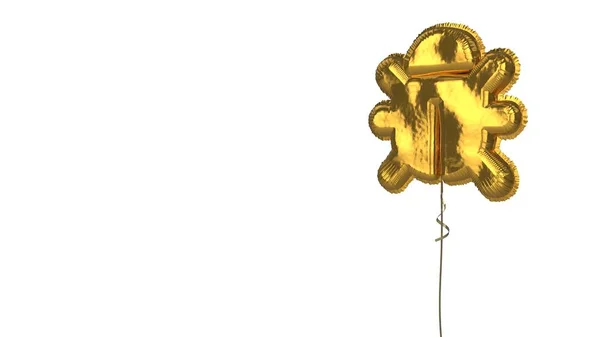 Gold balloon symbol of bug on white background — Stock Photo, Image