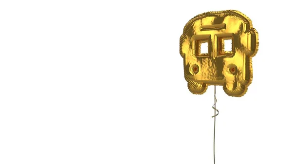 Gold balloon symbol of bus on white background — Stock Photo, Image