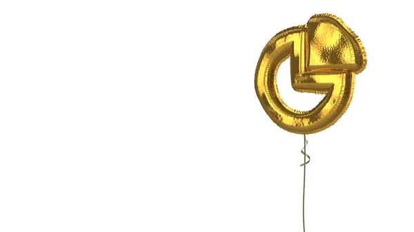 Símbolo de balão de ouro de gráfico de torta no fundo branco — Fotografia de Stock
