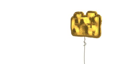 Beyaz arkaplanda araba aküsünün altın rengi balon sembolü