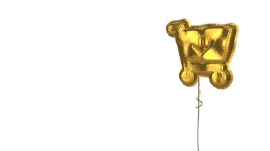 Beyaz arkaplan üzerine ok atmanın altın balon sembolü