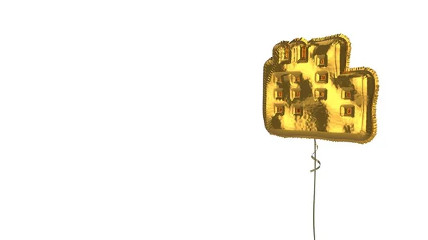 Złoty symbol balonu miasta na białym tle — Zdjęcie stockowe