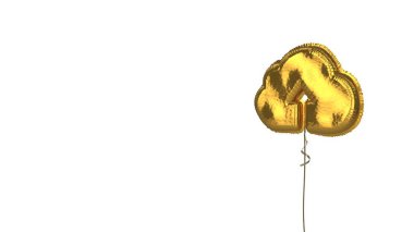 Beyaz arkaplandaki buluta yükleme için altın balon sembolü