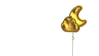 Beyaz arkaplanda bulut ayının altın rengi balon sembolü