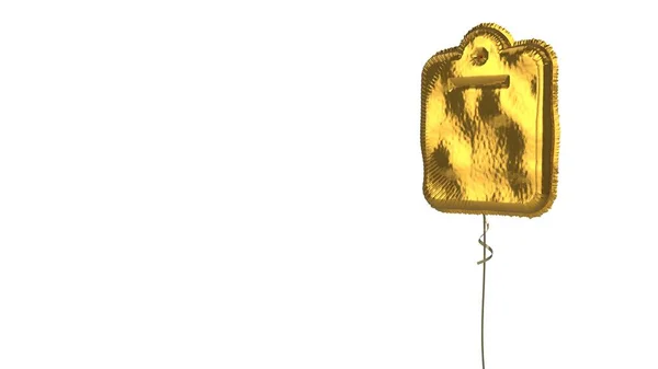 白色背景剪贴板的金色气球符号 — 图库照片
