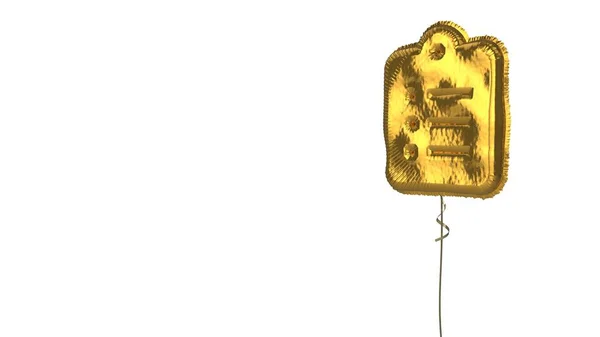 Gouden ballon symbool van klembord lijst op witte achtergrond — Stockfoto