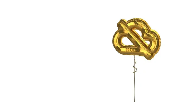 Balão de ouro símbolo de desativar a nuvem no fundo branco — Fotografia de Stock