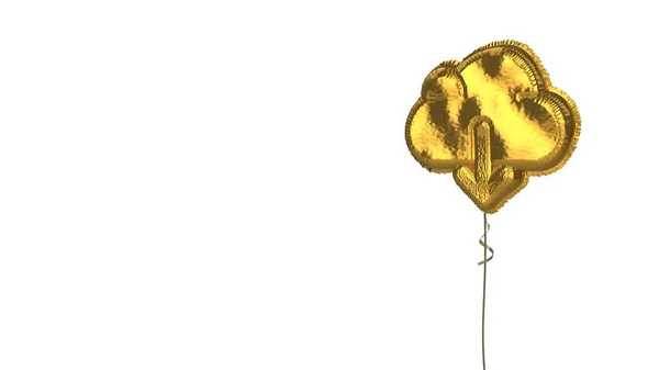 Gold balloon symbol of download from cloud on white background — Stock Photo, Image