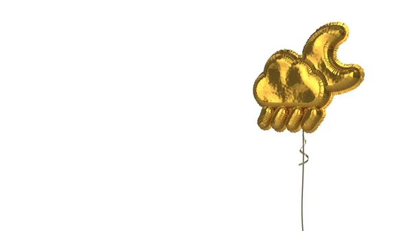 Gouden ballon symbool van regenachtige wolk maan op witte achtergrond — Stockfoto