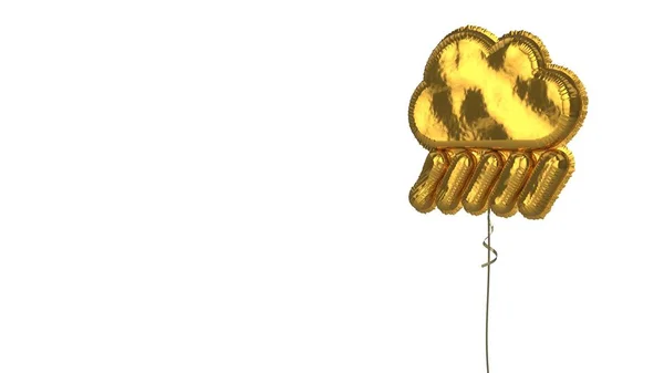 Zlatý balón symbol oblačnosti přeháňky těžké na bílém pozadí — Stock fotografie