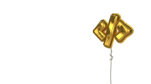 Χρυσό μπαλόνι σύμβολο της ετικέτας κώδικα σε λευκό φόντο — Φωτογραφία Αρχείου