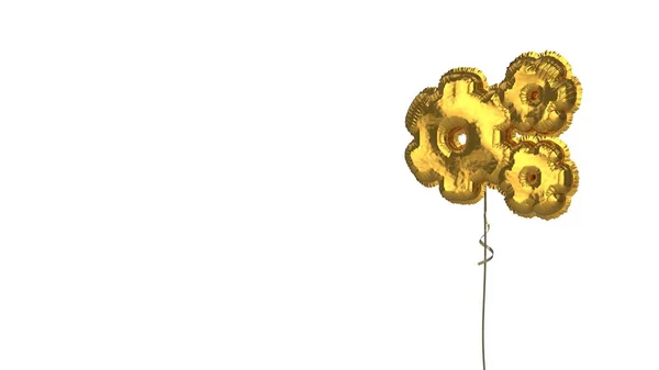 白色底齿轮的金色气球符号 — 图库照片