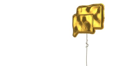Beyaz arkaplanda dikdörtgen sohbet balonlarının altın rengi balon sembolü