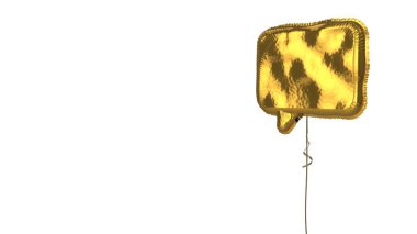 Beyaz arkaplanda yuvarlak sohbet balonunun altın rengi balon sembolü