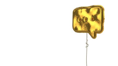 Beyaz arkaplanda yuvarlak sohbet balonunun altın rengi balon sembolü