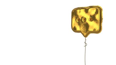 Beyaz arkaplanda yuvarlak sohbet balonunun altın rengi balon sembolü