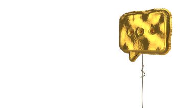 Beyaz arkaplanda yuvarlak sohbet balonunun altın rengi balon sembolü
