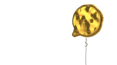 Beyaz arkaplanda yuvarlak sohbet balonunun altın rengi balon sembolü
