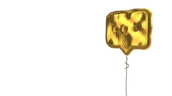 Gouden ballon symbool van afgeronde chat zeepbel op witte achtergrond — Stockfoto