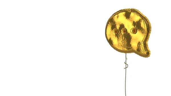 Gold balloon symbol of rounded chat bubble on white background — Stock Photo, Image