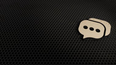 İki yuvarlak sohbet baloncuğunun lazer kesimi kontrplak sembolü