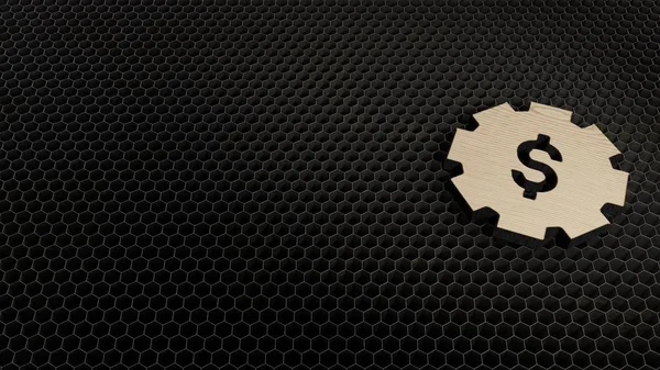 Laser cut plywood symbol of gear — Stock Photo, Image