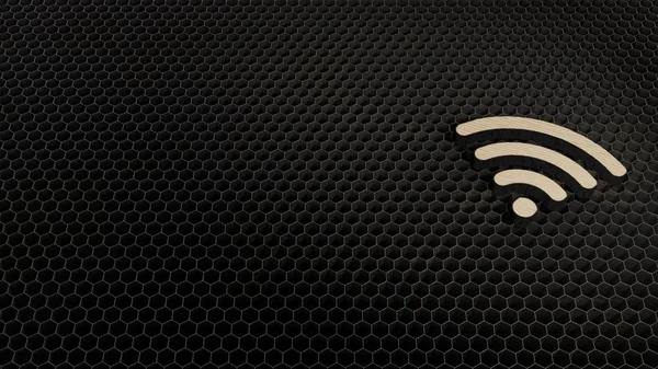 Símbolo de madera contrachapada de corte láser de Wi-Fi 1 — Foto de Stock