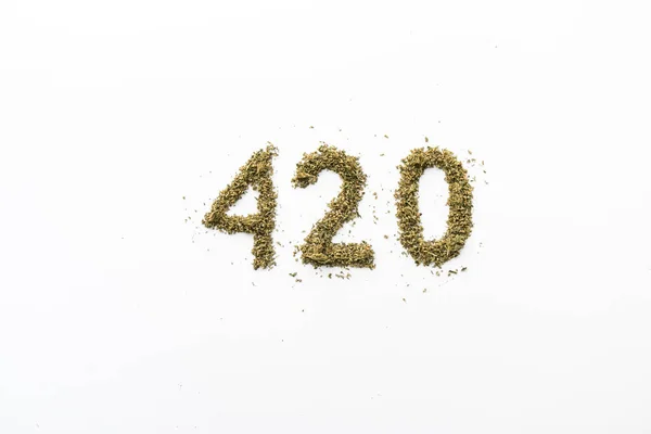 Marijuana Macinata Spelling Out 420 — Foto Stock