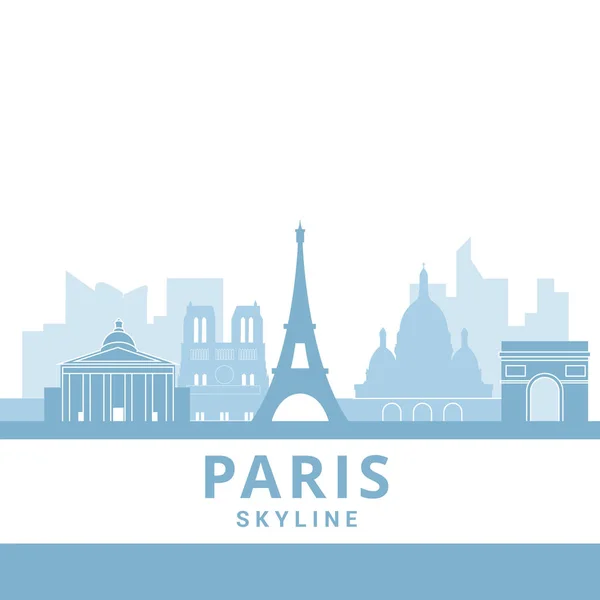 Symbol of Paris in paper cute style with city and Eiffel tower, Welcome to Paris, France. Vector illustration