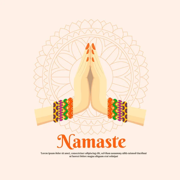 Indian womans hand greeting posture of namaste, vector illustration