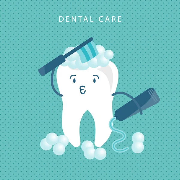 tooth cleans itself, vector illustration