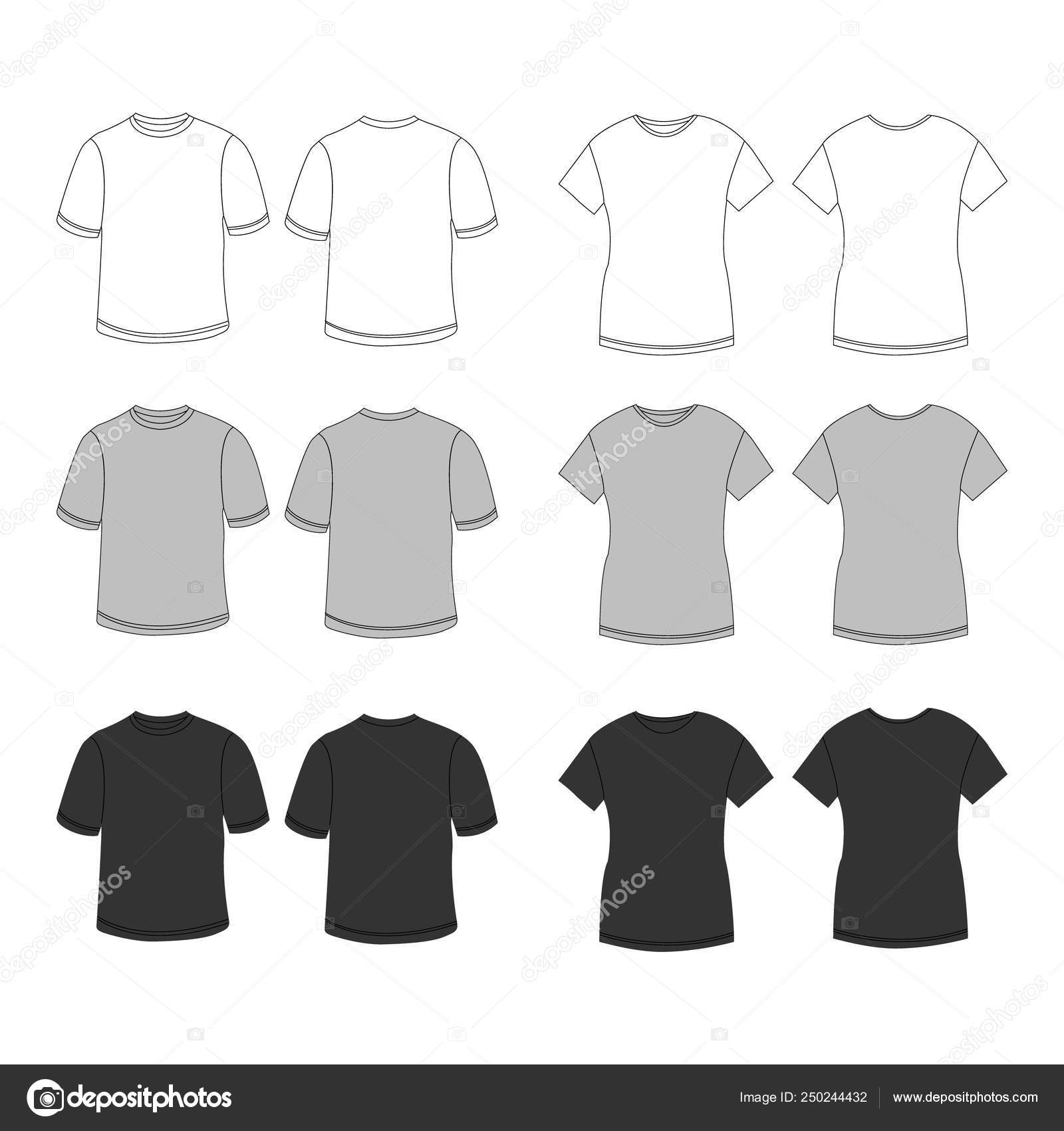 T Shirt Template Set Front Side Back View Mockup Vector Eps Stock Vector C Didi81