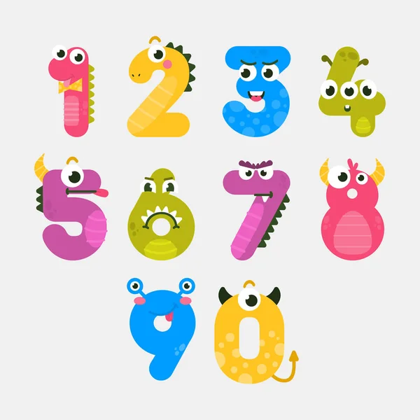 Cute funny numbers. Adorable vector math characters.