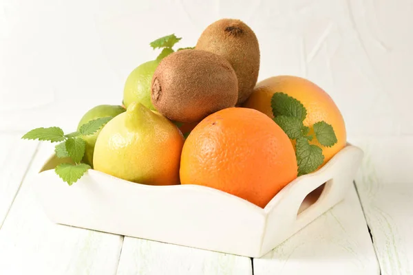 The mixed fruit on a tray vitamins