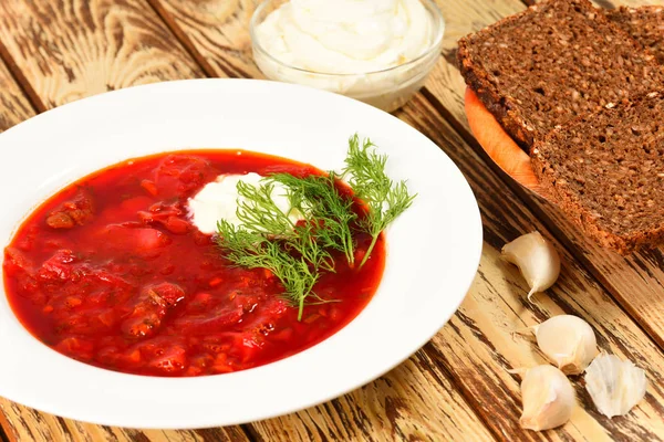 Russische Rode Soep Met Rode Biet Borsch — Stockfoto