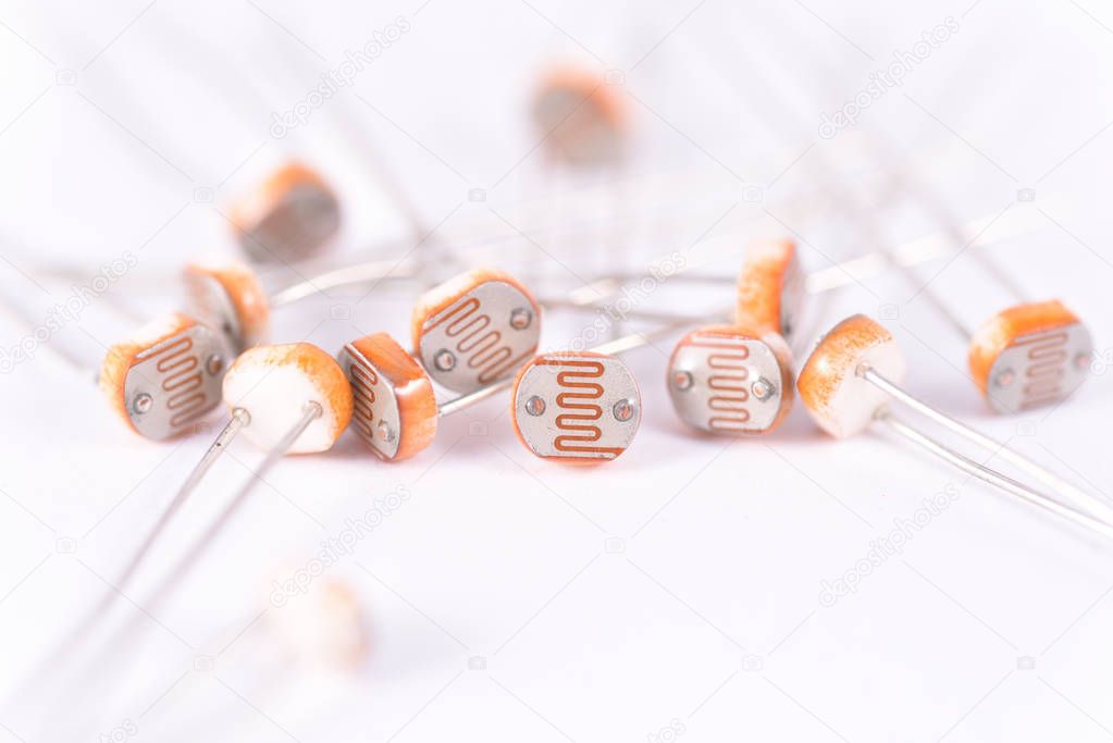 Photoresistor on the white background