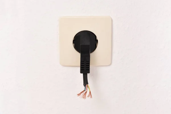Cut Cable Plug Dangerous Plug Socket — Stock Photo, Image