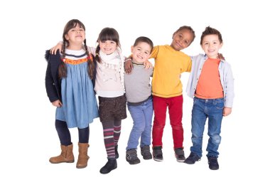 küçük beyaz izole poz çocuklar