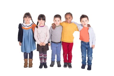 küçük beyaz izole poz çocuklar