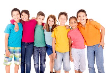 Beyaz arka planda izole edilmiş küçük çocuklar