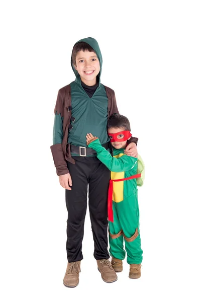 Crianças Vestidas Para Halloween Posando — Fotografia de Stock