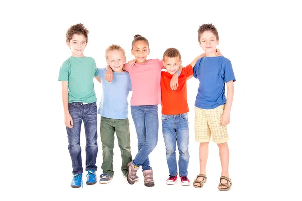 Kleine Kinderen Geïsoleerd Witte Achtergrond — Stockfoto