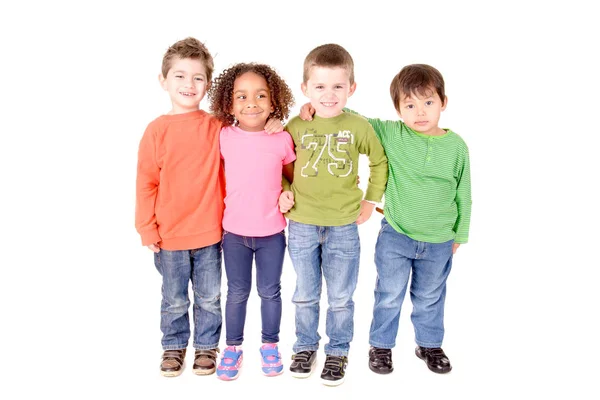 Crianças Pequenas Isoladas Fundo Branco — Fotografia de Stock