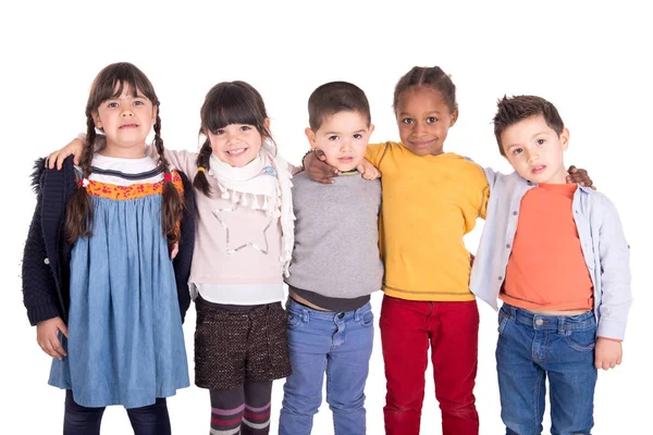 Petits Enfants Posant Isolés Blanc — Photo