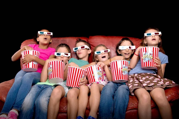 Little Kids Watching Movies Glasses — Stock Photo, Image