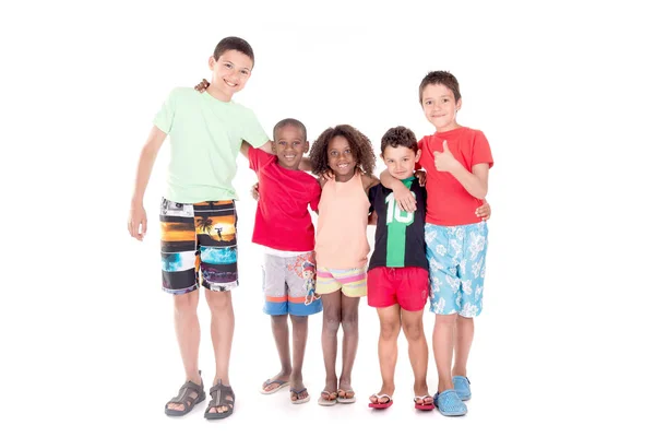 Group Kids Posing Isolated White Background — Stock Photo, Image